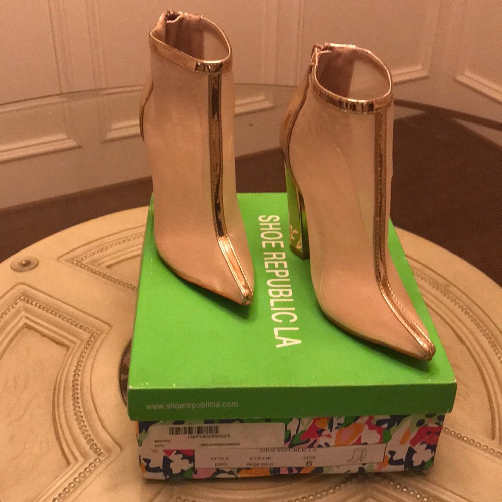 Shoe Republic LA Rose Gold Mesh Bootie Size 6